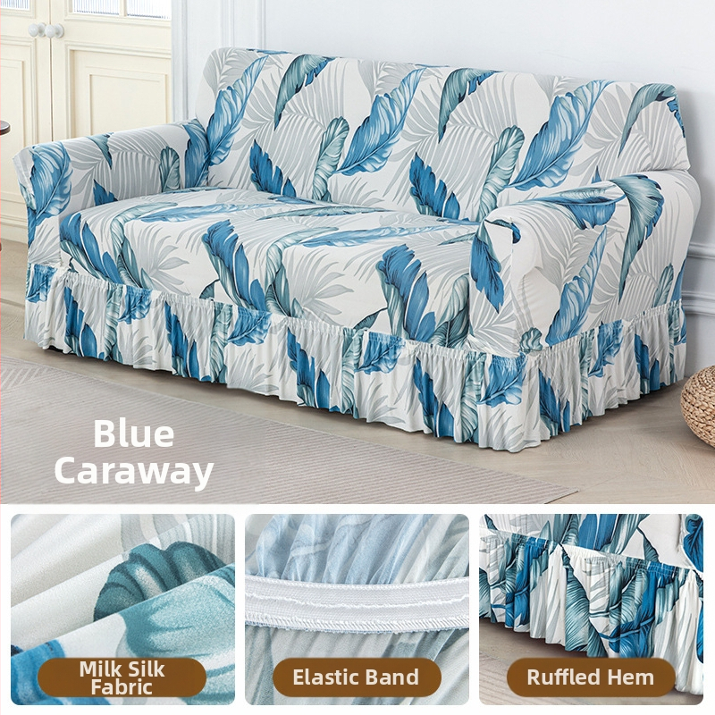 Poliesterio pluošto sofų užvalkalas su augalų gėlių raštu, tinkantis kampinėms sofoms, paprastas stilius