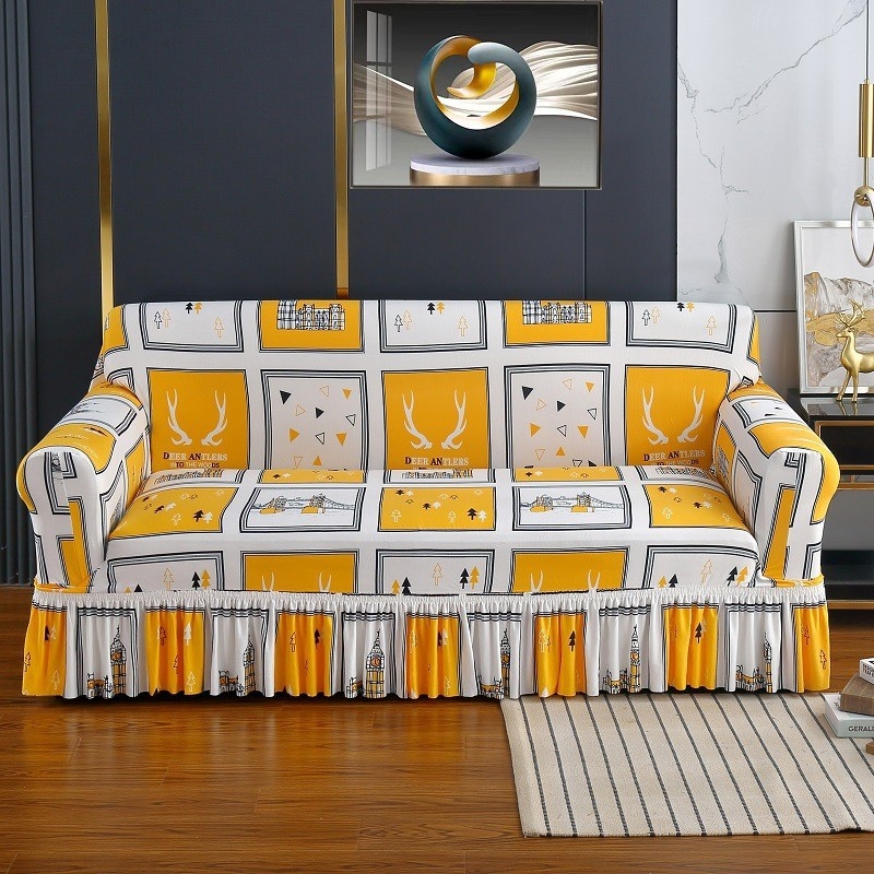 Poliesterio pluošto sofų užvalkalas su augalų gėlių raštu, tinkantis kampinėms sofoms, paprastas stilius