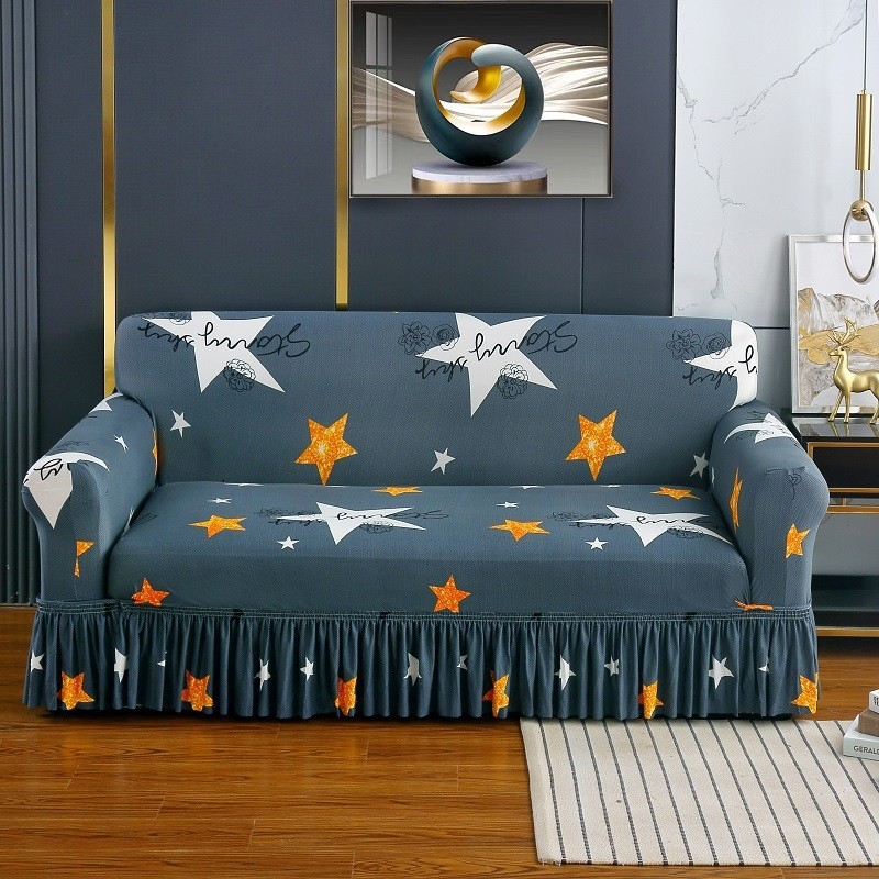 Poliesterio pluošto sofų užvalkalas su augalų gėlių raštu, tinkantis kampinėms sofoms, paprastas stilius