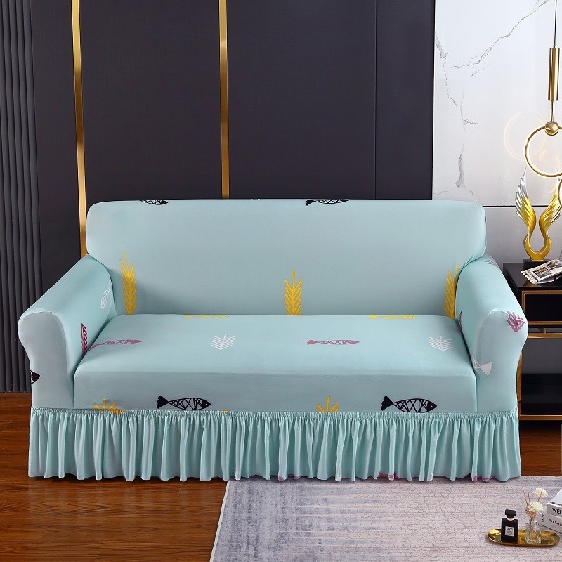 Poliesterio pluošto sofų užvalkalas su augalų gėlių raštu, tinkantis kampinėms sofoms, paprastas stilius