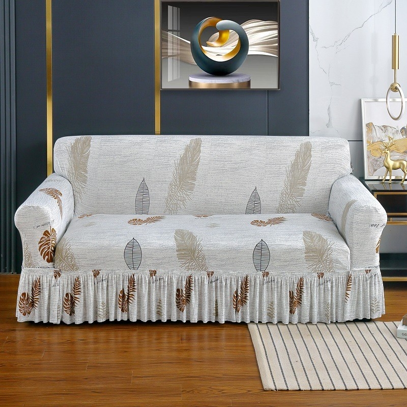 Poliesterio pluošto sofų užvalkalas su augalų gėlių raštu, tinkantis kampinėms sofoms, paprastas stilius