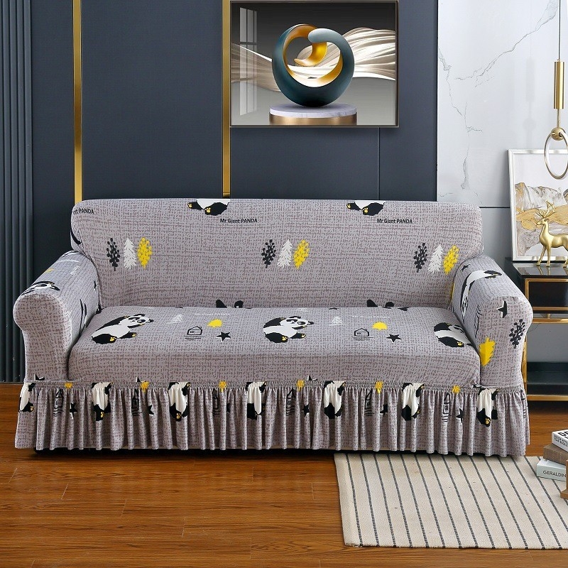 Poliesterio pluošto sofų užvalkalas su augalų gėlių raštu, tinkantis kampinėms sofoms, paprastas stilius