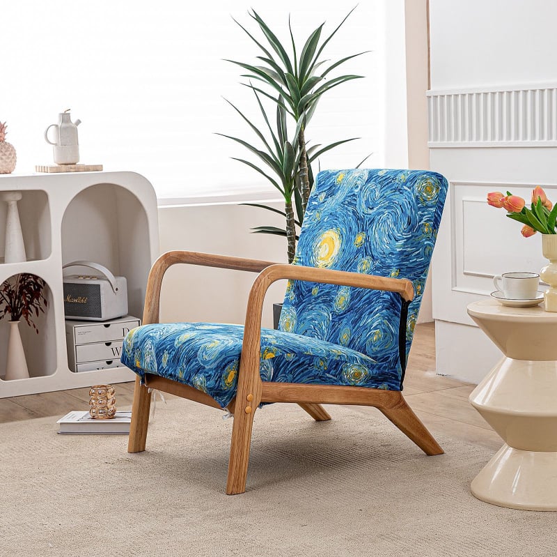 Покривало за единичен дървен стол, полиестер, правоъгълна форма, антихлъзгаща повърхност, износоустойчиво, прахозащита и декоративен стил, модерен минимализъм