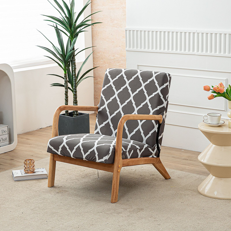 Покривало за единичен дървен стол, полиестер, правоъгълна форма, антихлъзгаща повърхност, износоустойчиво, прахозащита и декоративен стил, модерен минимализъм