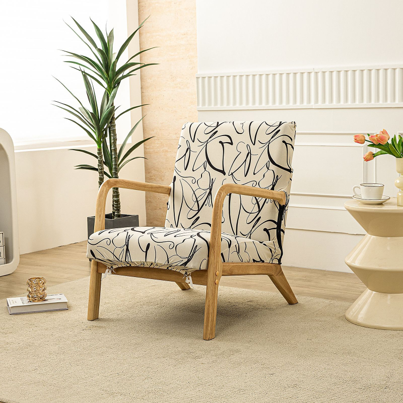 Покривало за единичен дървен стол, полиестер, правоъгълна форма, антихлъзгаща повърхност, износоустойчиво, прахозащита и декоративен стил, модерен минимализъм