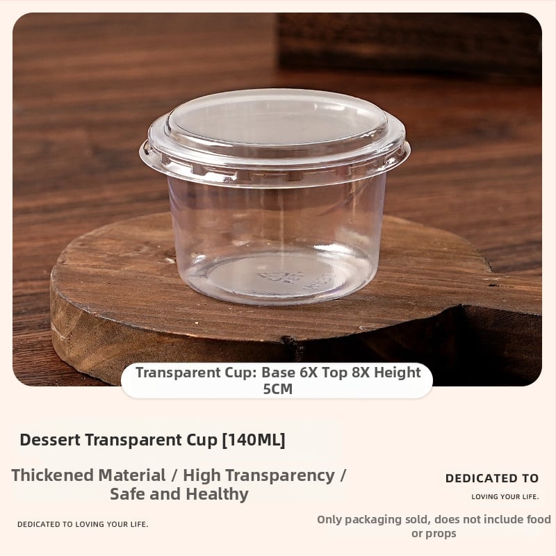 Deserto puodelių pakuotė (apvalios formos, iš plastiko, talpa mažiau nei 100 ml, skirtos pieno arbatinių parduotuvėms, mikrobangų krosnelė neprieinama)