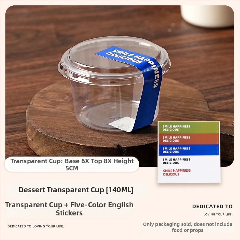 Deserto puodelių pakuotė (apvalios formos, iš plastiko, talpa mažiau nei 100 ml, skirtos pieno arbatinių parduotuvėms, mikrobangų krosnelė neprieinama)