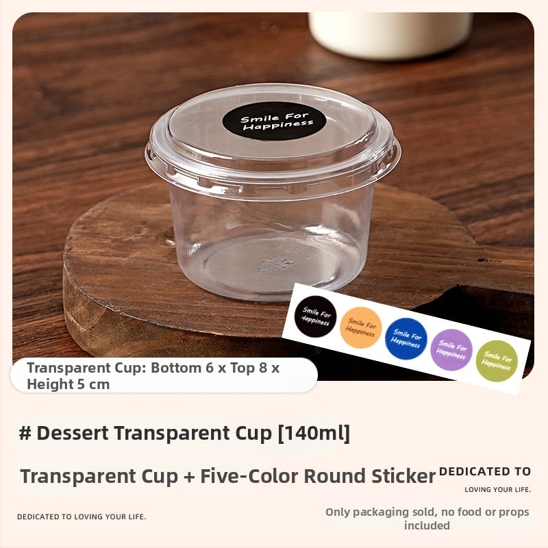 Deserto puodelių pakuotė (apvalios formos, iš plastiko, talpa mažiau nei 100 ml, skirtos pieno arbatinių parduotuvėms, mikrobangų krosnelė neprieinama)