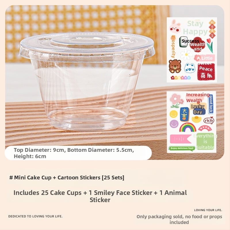 Deserto puodelių pakuotė (apvalios formos, iš plastiko, talpa mažiau nei 100 ml, skirtos pieno arbatinių parduotuvėms, mikrobangų krosnelė neprieinama)