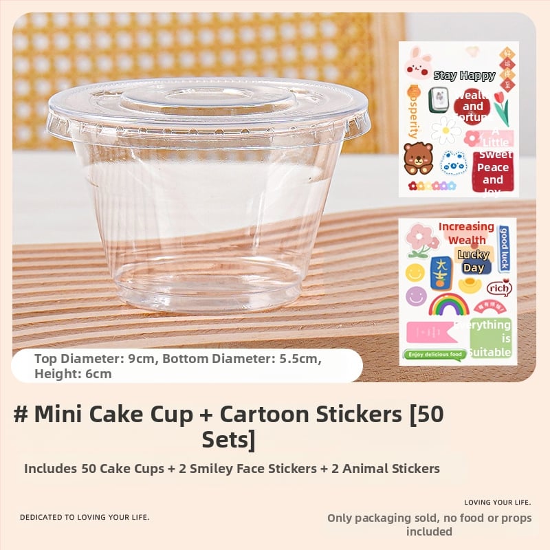 Deserto puodelių pakuotė (apvalios formos, iš plastiko, talpa mažiau nei 100 ml, skirtos pieno arbatinių parduotuvėms, mikrobangų krosnelė neprieinama)