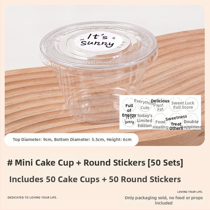 Deserto puodelių pakuotė (apvalios formos, iš plastiko, talpa mažiau nei 100 ml, skirtos pieno arbatinių parduotuvėms, mikrobangų krosnelė neprieinama)