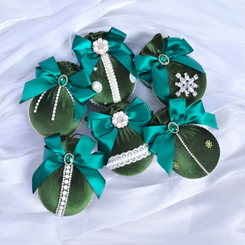 Πλαστικά χριστουγεννιάτικα κρεμαστά διακοσμητικά – Λουξ βελούδινη διαμαντένια σφαίρα, 6 τεμάχια, διακοσμητικό χώρου εκδήλωσης