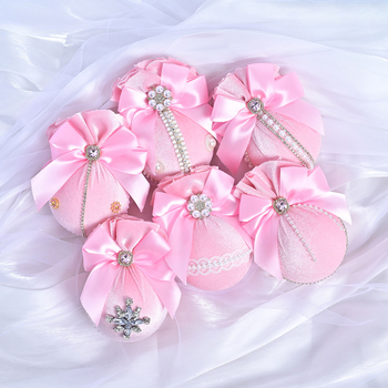 Πλαστικά χριστουγεννιάτικα κρεμαστά διακοσμητικά – Λουξ βελούδινη διαμαντένια σφαίρα, 6 τεμάχια, διακοσμητικό χώρου εκδήλωσης