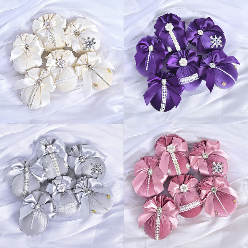 Πλαστικά χριστουγεννιάτικα κρεμαστά διακοσμητικά – Λουξ βελούδινη διαμαντένια σφαίρα, 6 τεμάχια, διακοσμητικό χώρου εκδήλωσης