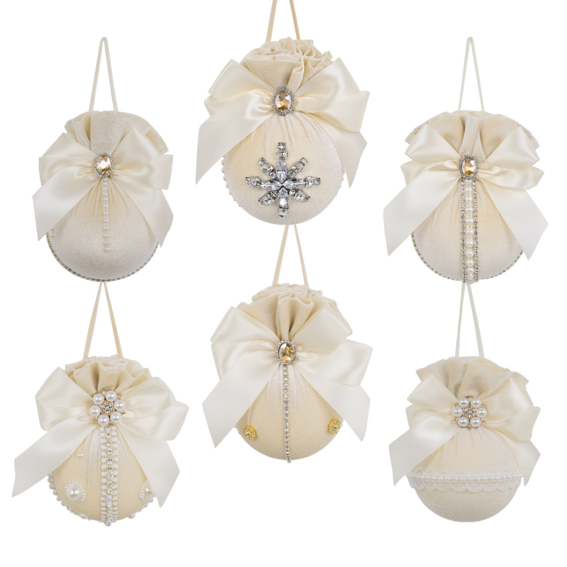 Πλαστικά χριστουγεννιάτικα κρεμαστά διακοσμητικά – Λουξ βελούδινη διαμαντένια σφαίρα, 6 τεμάχια, διακοσμητικό χώρου εκδήλωσης