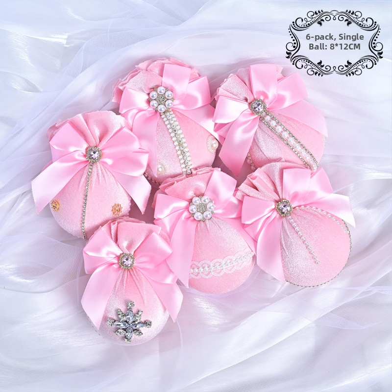 Πλαστικά χριστουγεννιάτικα κρεμαστά διακοσμητικά – Λουξ βελούδινη διαμαντένια σφαίρα, 6 τεμάχια, διακοσμητικό χώρου εκδήλωσης