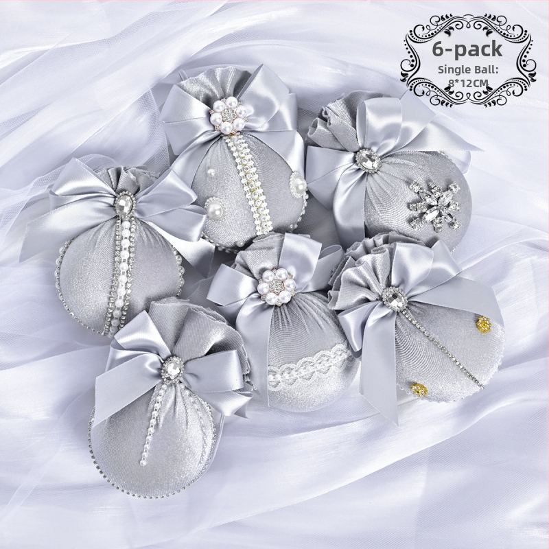 Πλαστικά χριστουγεννιάτικα κρεμαστά διακοσμητικά – Λουξ βελούδινη διαμαντένια σφαίρα, 6 τεμάχια, διακοσμητικό χώρου εκδήλωσης