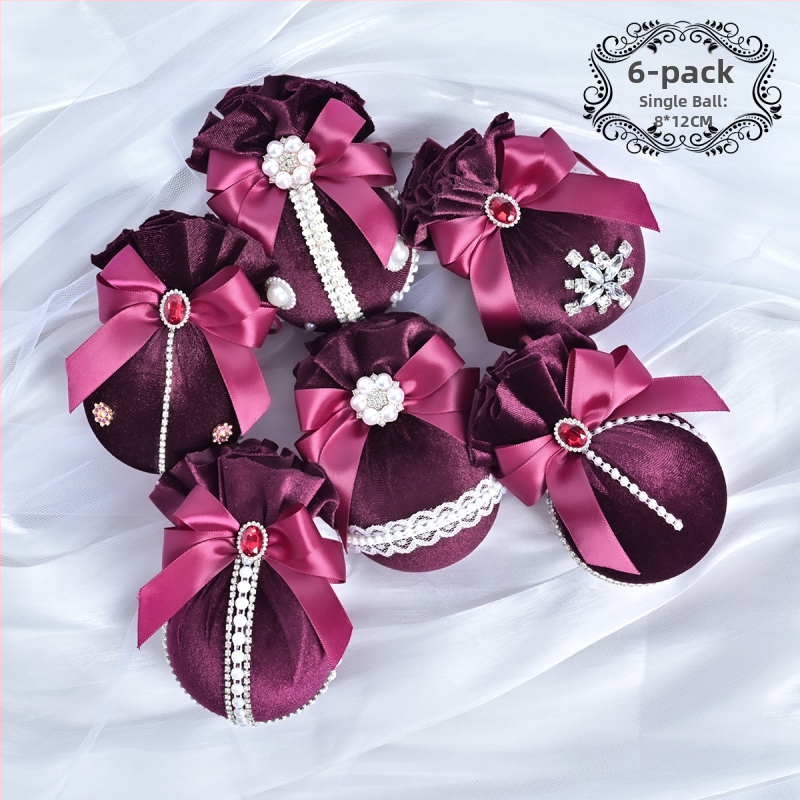 Πλαστικά χριστουγεννιάτικα κρεμαστά διακοσμητικά – Λουξ βελούδινη διαμαντένια σφαίρα, 6 τεμάχια, διακοσμητικό χώρου εκδήλωσης