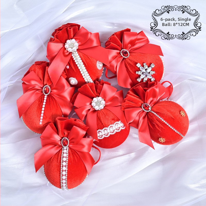 Πλαστικά χριστουγεννιάτικα κρεμαστά διακοσμητικά – Λουξ βελούδινη διαμαντένια σφαίρα, 6 τεμάχια, διακοσμητικό χώρου εκδήλωσης