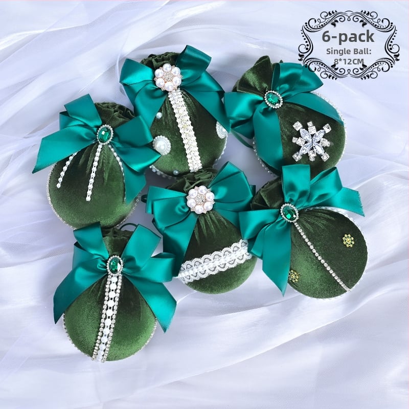 Πλαστικά χριστουγεννιάτικα κρεμαστά διακοσμητικά – Λουξ βελούδινη διαμαντένια σφαίρα, 6 τεμάχια, διακοσμητικό χώρου εκδήλωσης