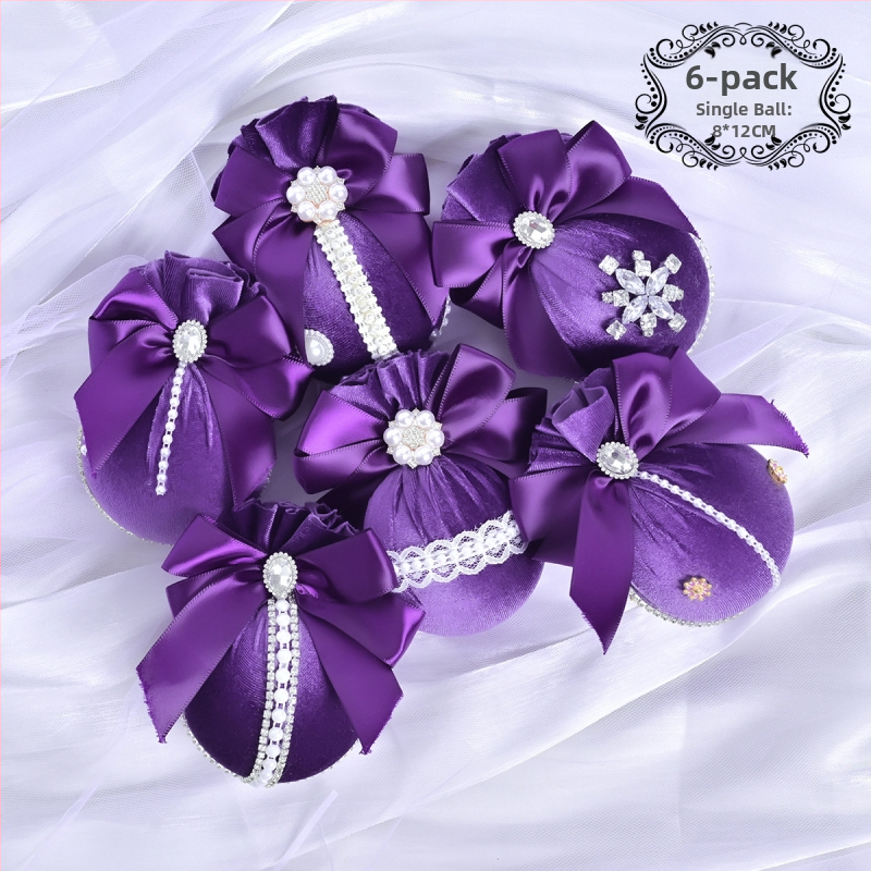 Πλαστικά χριστουγεννιάτικα κρεμαστά διακοσμητικά – Λουξ βελούδινη διαμαντένια σφαίρα, 6 τεμάχια, διακοσμητικό χώρου εκδήλωσης