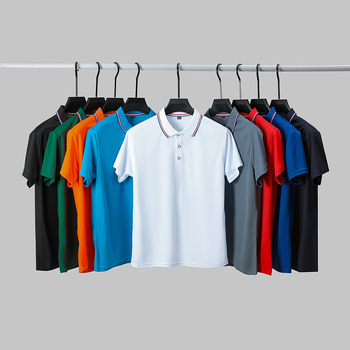 Мъжка поло риза с къс ръкав, яка на поло, 100% полиестер, летен дизайн