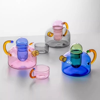 Ar borosilikato stiklo arbatinukas, atsparus aukštoms temperatūroms, japonų paprastas stilius, be arbatos padėklo