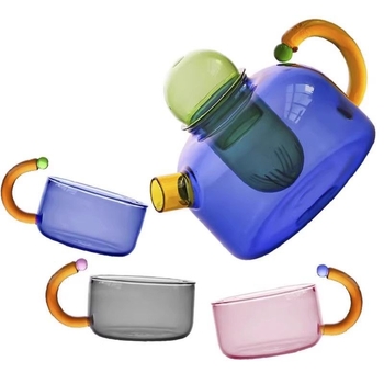 Ar borosilikato stiklo arbatinukas, atsparus aukštoms temperatūroms, japonų paprastas stilius, be arbatos padėklo