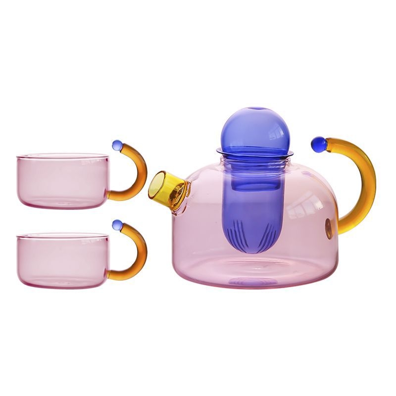 Ar borosilikato stiklo arbatinukas, atsparus aukštoms temperatūroms, japonų paprastas stilius, be arbatos padėklo