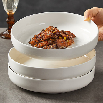 Keraminė gili plokštelė patiekalams, apvalios formos, vientisas raštas, tinkama mikrobangoms, paviršiaus dengimas po glazūra, logotipo spausdinimas