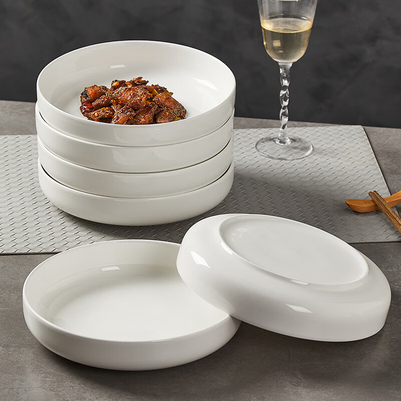 Keraminė gili plokštelė patiekalams, apvalios formos, vientisas raštas, tinkama mikrobangoms, paviršiaus dengimas po glazūra, logotipo spausdinimas