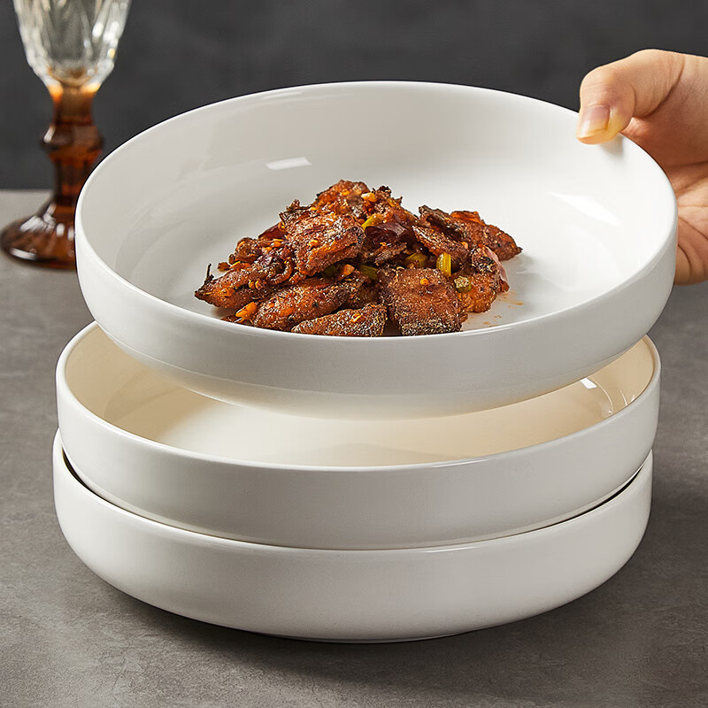 Keraminė gili plokštelė patiekalams, apvalios formos, vientisas raštas, tinkama mikrobangoms, paviršiaus dengimas po glazūra, logotipo spausdinimas