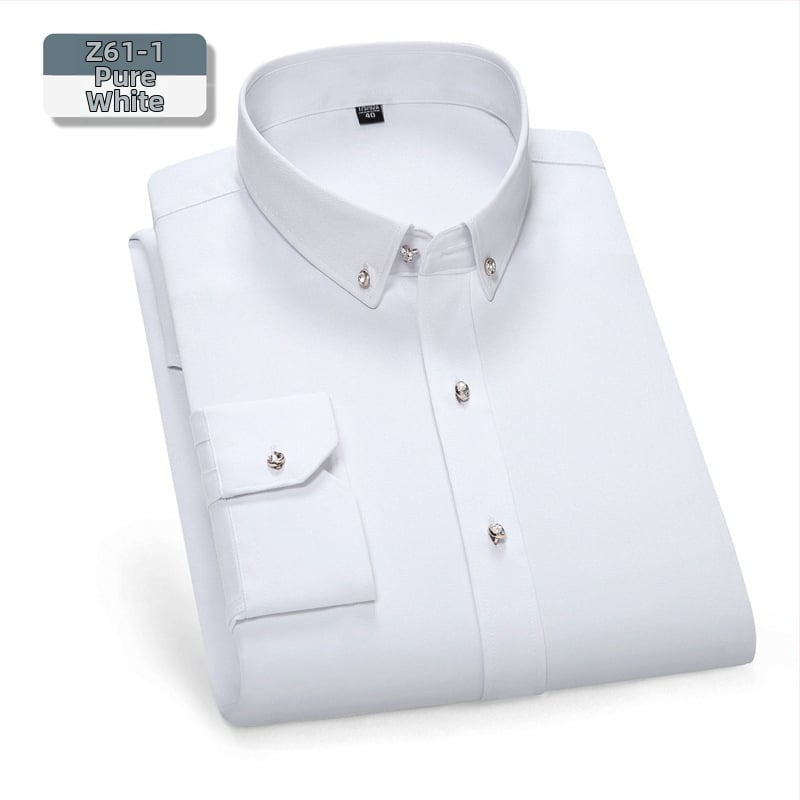 Мъжка риза – слим-fit кройка, квадратна яка, дълъг ръкав, боядисана по прежда, полиестерова смес