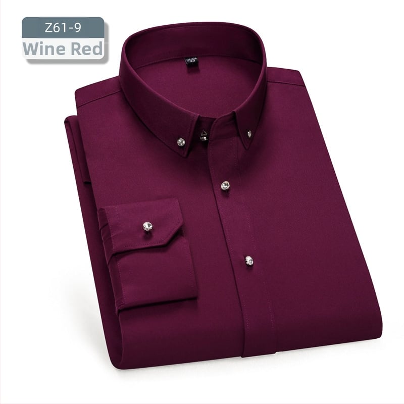 Мъжка риза – слим-fit кройка, квадратна яка, дълъг ръкав, боядисана по прежда, полиестерова смес