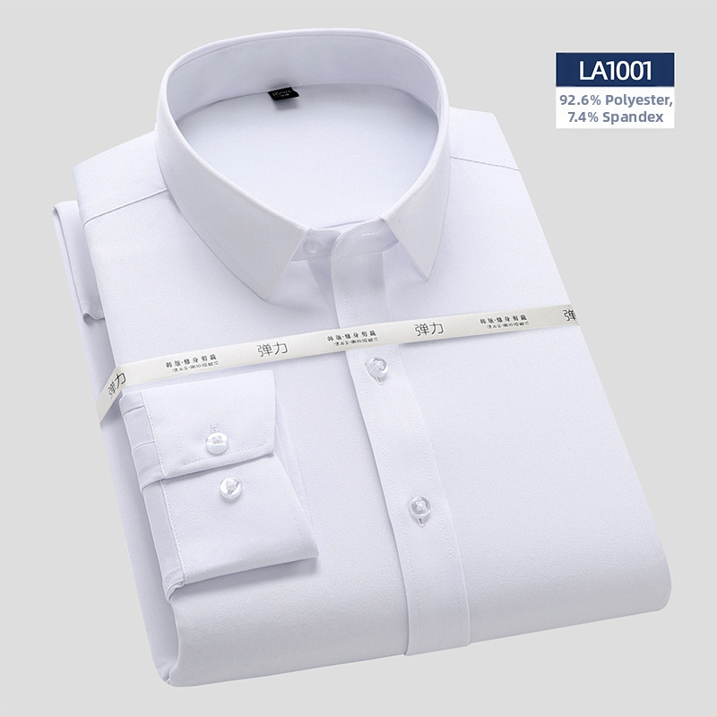 Риза с дълъг ръкав, бамбуково влакно, Slim версия, квадратна яка, без гладене