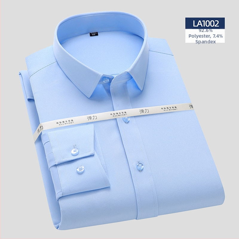 Риза с дълъг ръкав, бамбуково влакно, Slim версия, квадратна яка, без гладене