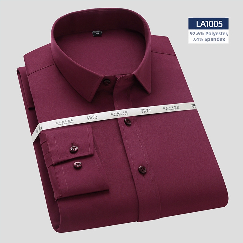 Риза с дълъг ръкав, бамбуково влакно, Slim версия, квадратна яка, без гладене