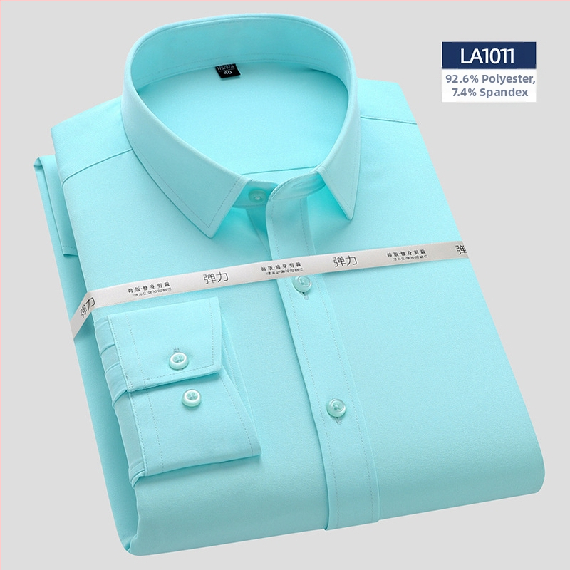 Риза с дълъг ръкав, бамбуково влакно, Slim версия, квадратна яка, без гладене