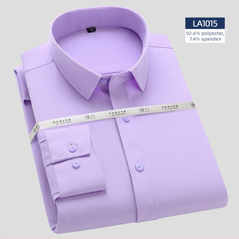 Риза с дълъг ръкав, бамбуково влакно, Slim версия, квадратна яка, без гладене