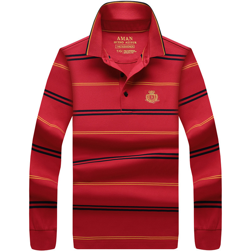 Поло риза, дълъг ръкав, свободна кройка, памучно-смесена материя, дишаща и влагоотвеждаща, пролетно-есенен сезон