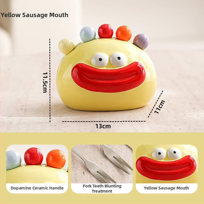 Lastele mõeldud puuviljakahvlite komplekt, roostevaba teras, armas karikatuurstiil, peegelviimistlus