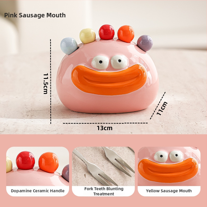 Lastele mõeldud puuviljakahvlite komplekt, roostevaba teras, armas karikatuurstiil, peegelviimistlus