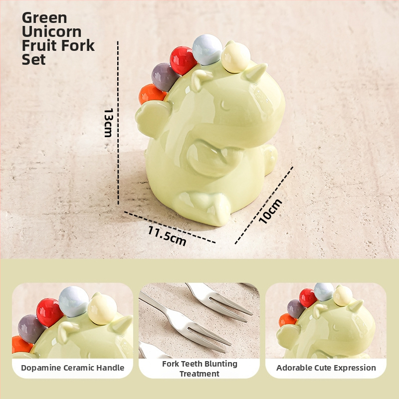 Lastele mõeldud puuviljakahvlite komplekt, roostevaba teras, armas karikatuurstiil, peegelviimistlus