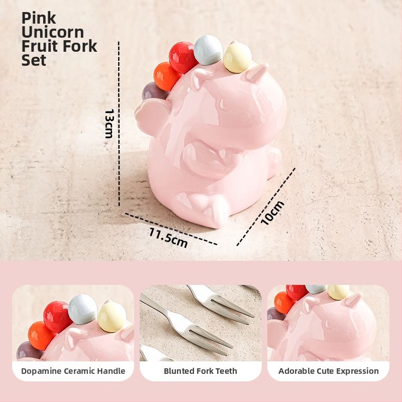 Lastele mõeldud puuviljakahvlite komplekt, roostevaba teras, armas karikatuurstiil, peegelviimistlus