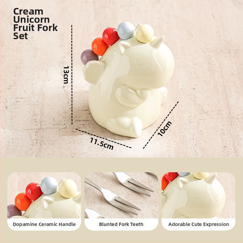 Lastele mõeldud puuviljakahvlite komplekt, roostevaba teras, armas karikatuurstiil, peegelviimistlus