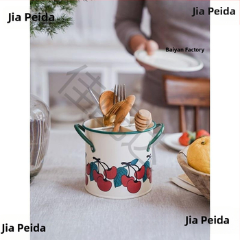 Keraminis lazdelė laikiklis maistui, šiuolaikiškas minimalistinis stilius, gėlių raštas, vandens poliravimo apdaila, išleistas 2023