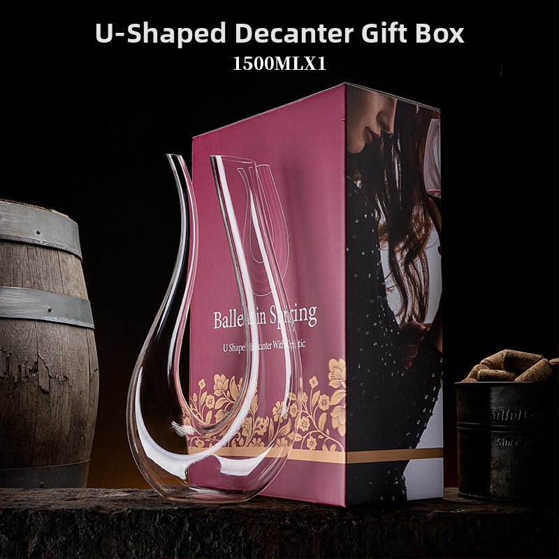 Stiklo dekantorius su U-formos, Europos stilius, paprastas dizainas, talpa 1000 ml ir daugiau