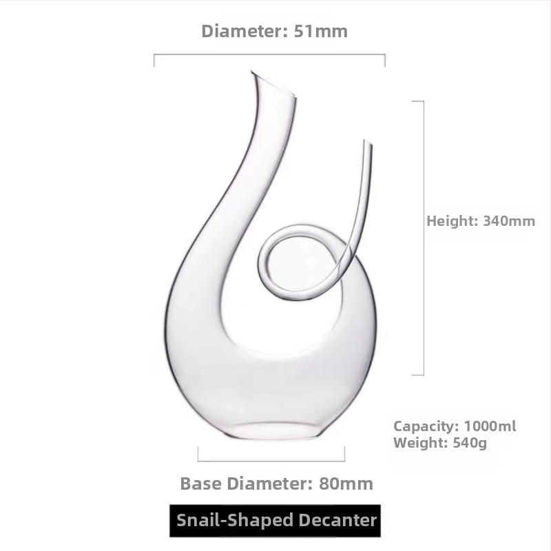 Stiklo dekantorius su U-formos, Europos stilius, paprastas dizainas, talpa 1000 ml ir daugiau
