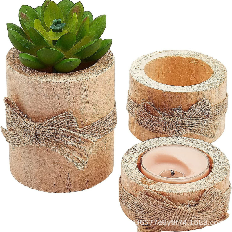 Дървен свещник в скандинавски стил с дървена основа, декоративен за дома; Материал: дърво; Стил: модерен минимализъм; Подходящ за подарък: сватба, рожден ден