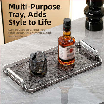 Ακρυλικός τετράγωνος δίσκος με διπλή λαβή, μοντέρνο μινιμαλιστικό στυλ, προσαρμόσιμος, κατάλληλος για σπίτι και ξενοδοχείο, όχι κατάλληλος για φούρνο μικροκυμάτων